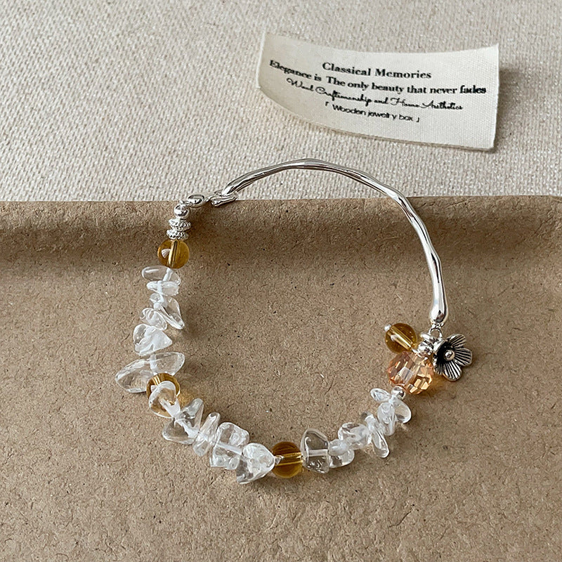 Transparent Crystal Beaded Bracelet — silver bracelet, view 2