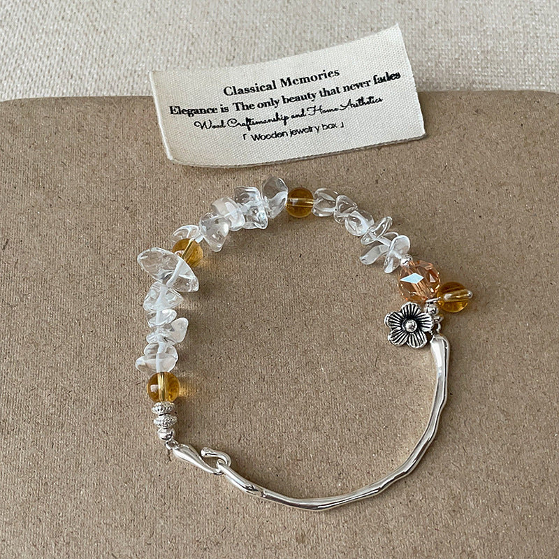 Transparent Crystal Beaded Bracelet — silver bracelet, view 3