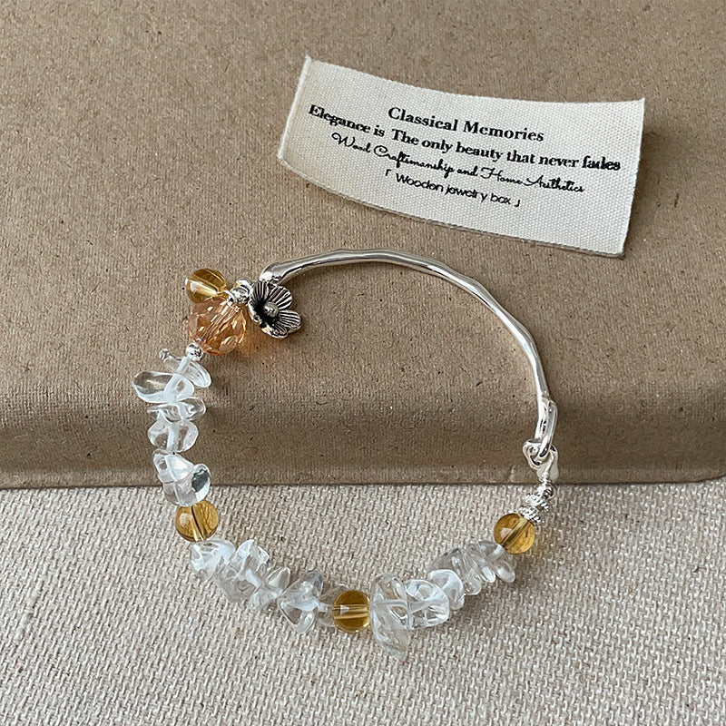 Transparent Crystal Beaded Bracelet — silver bracelet, view 4