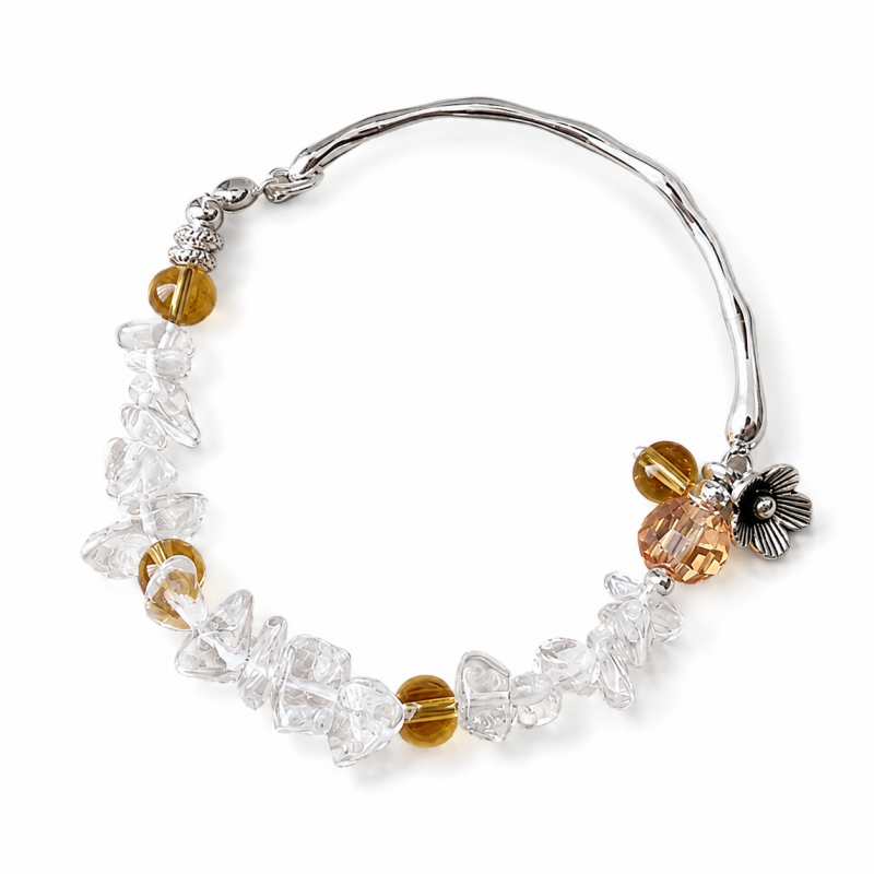 Transparent Crystal Beaded Bracelet — silver bracelet, view 5