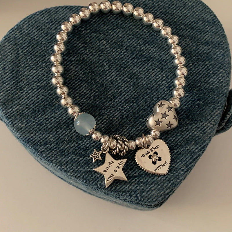 Heart Star Link Bracelet — gold bracelet, view 2