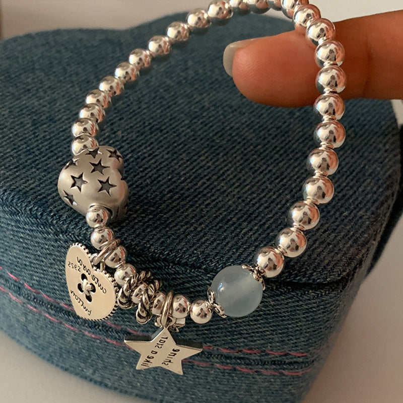 Heart Star Link Bracelet — gold bracelet, view 3