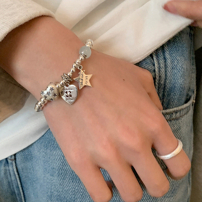 Heart Star Link Bracelet — gold bracelet, view 4
