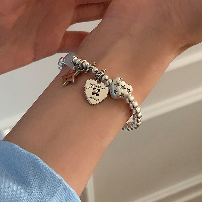 Heart Star Link Bracelet — gold bracelet, view 5