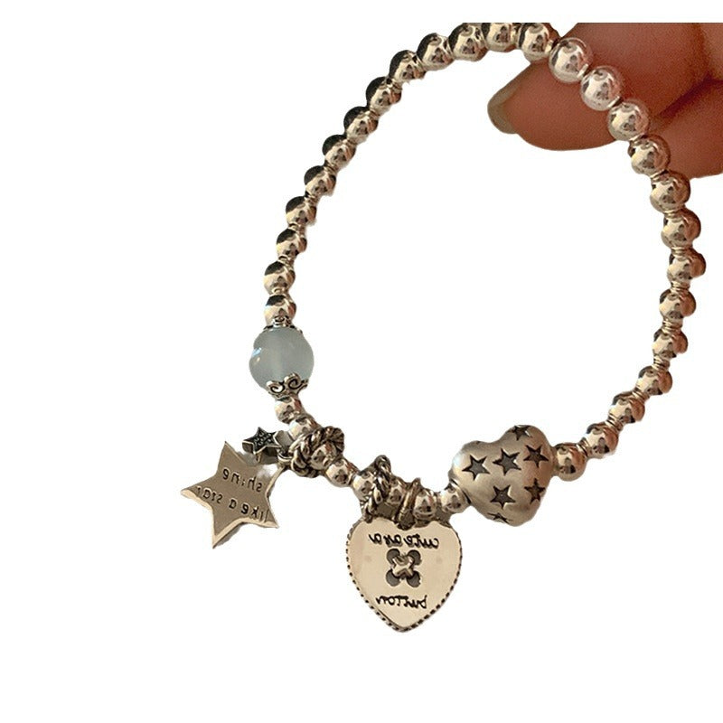 Heart Star Link Bracelet — gold bracelet, view 6