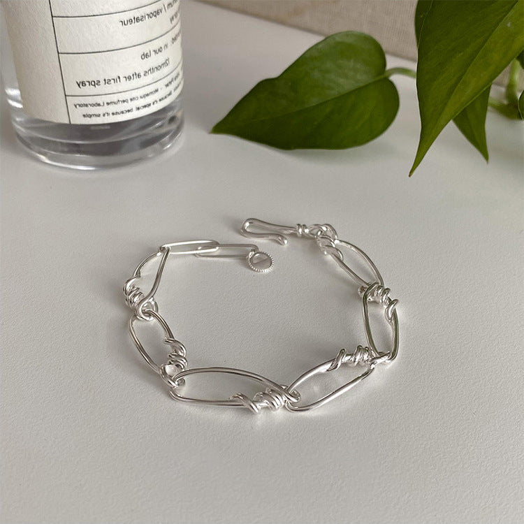 Paperclip Link Chain Bracelet — silver bracelet, view 3
