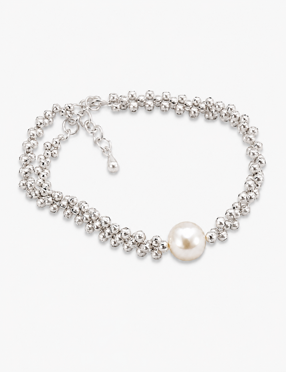Pearl Charm Braided Bracelet — silver bracelet