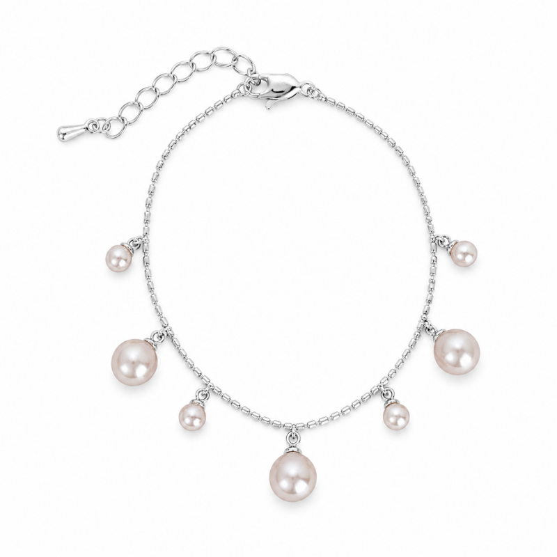 Double Layer Pearl Zirconia Bracelet — bracelet, view 8