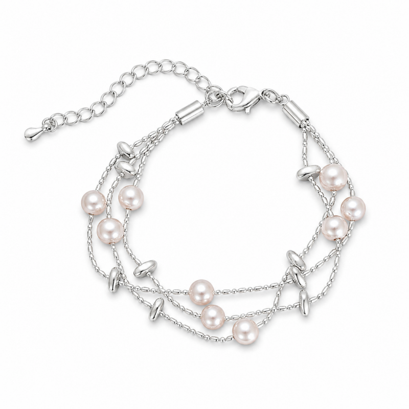 Double Layer Pearl Zirconia Bracelet — bracelet, view 9