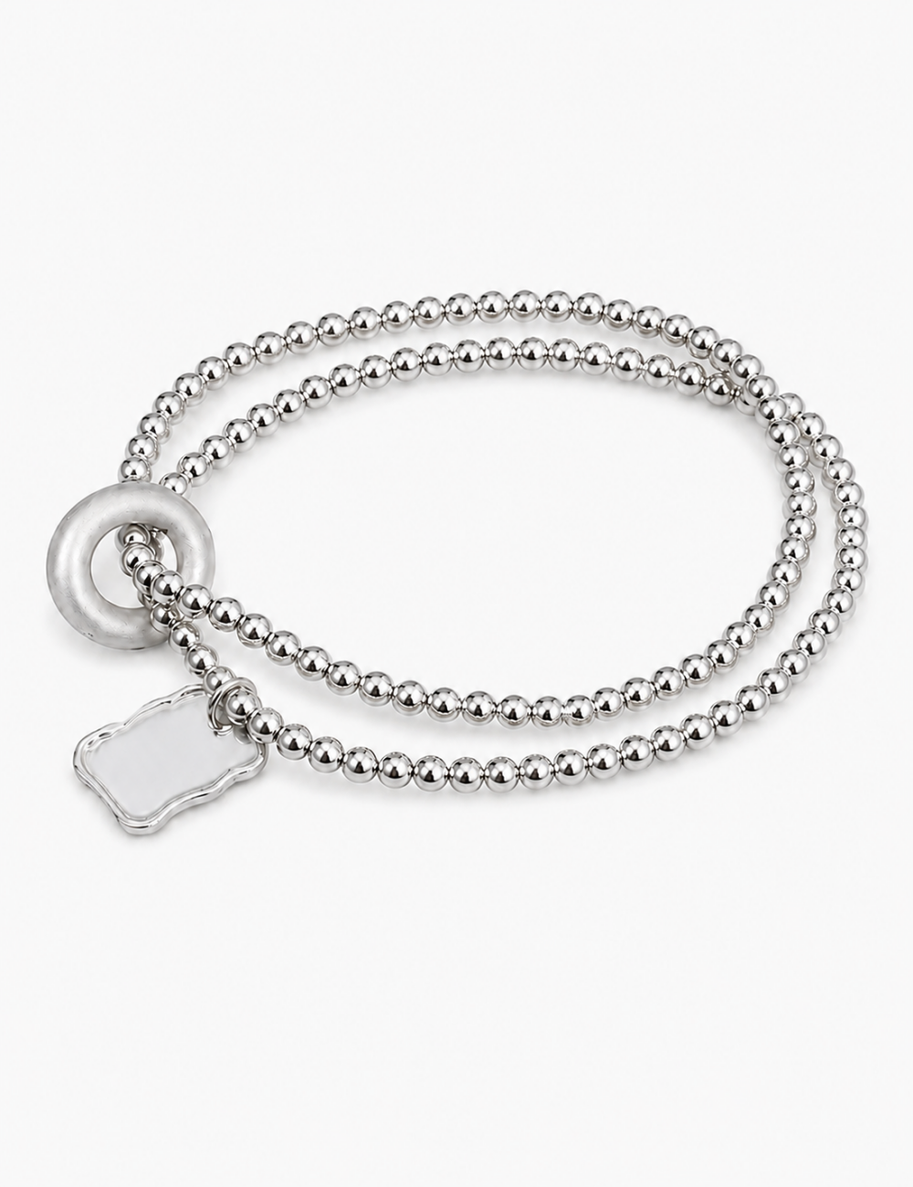 Layered Beaded Link Bracelet — silver bracelet