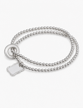 Layered Beaded Link Bracelet — silver bracelet