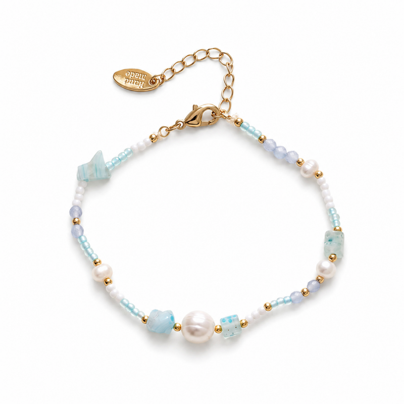 Pearl Flower Charm Bracelet — bracelet, view 2