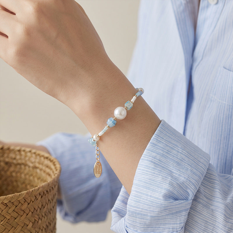 Pearl Flower Charm Bracelet — bracelet, view 5