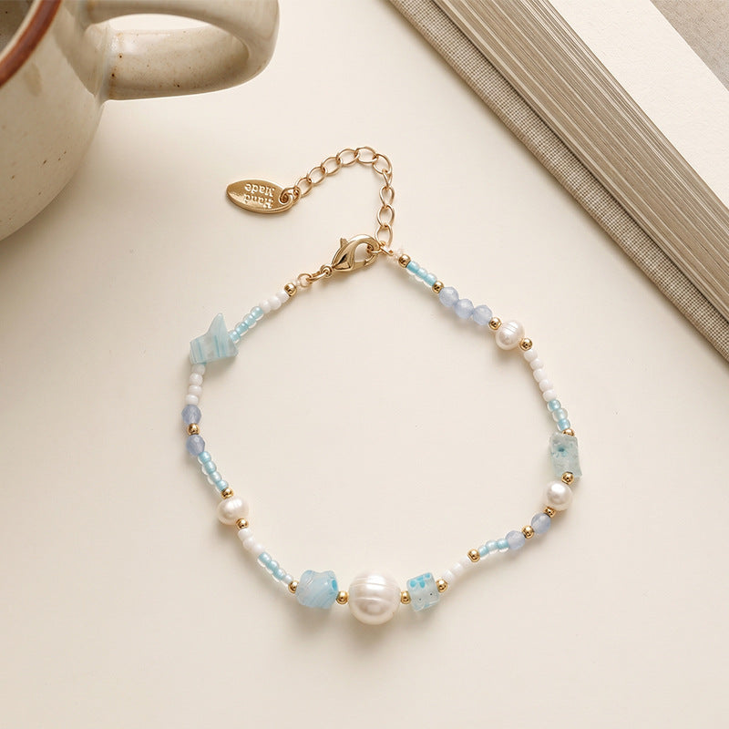 Pearl Flower Charm Bracelet — bracelet, view 6