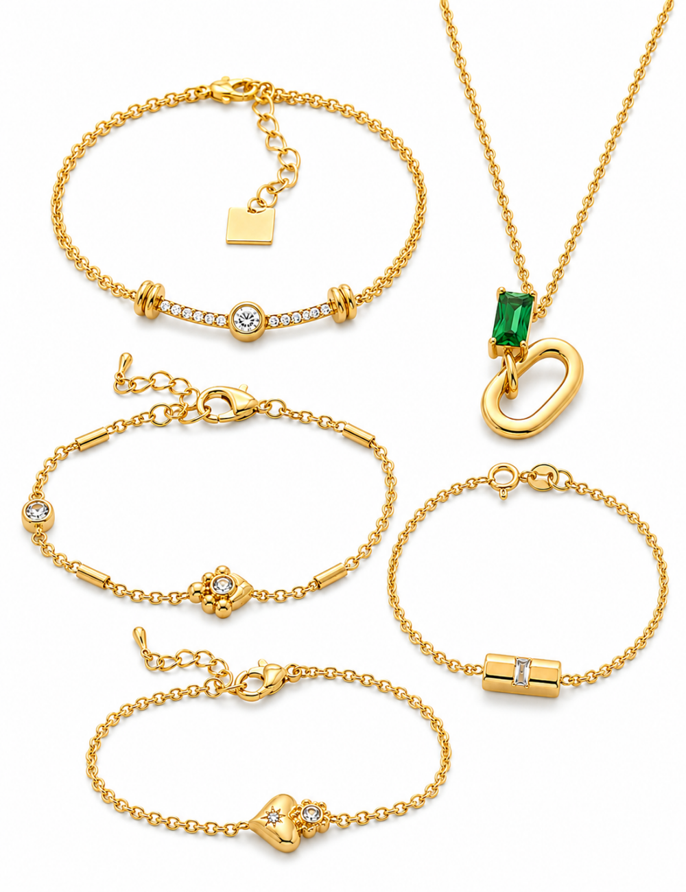 Fine Gold Zirconia Link Chain Bracelet — bracelet