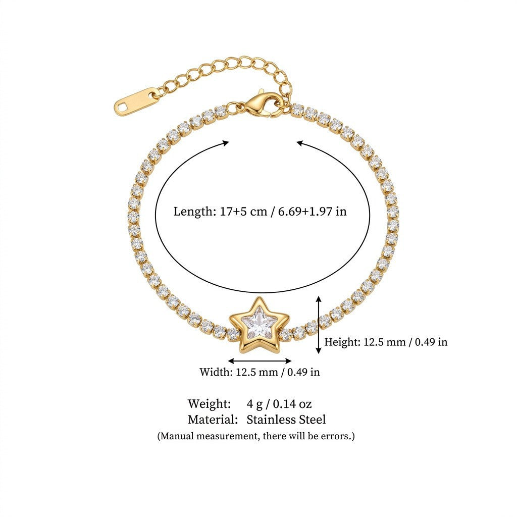 Fine Gold Zirconia Link Chain Bracelet — bracelet, view 9