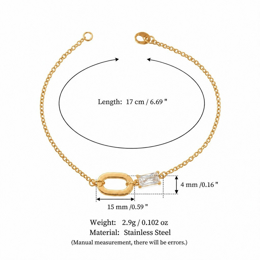 Fine Gold Zirconia Link Chain Bracelet — bracelet, view 14