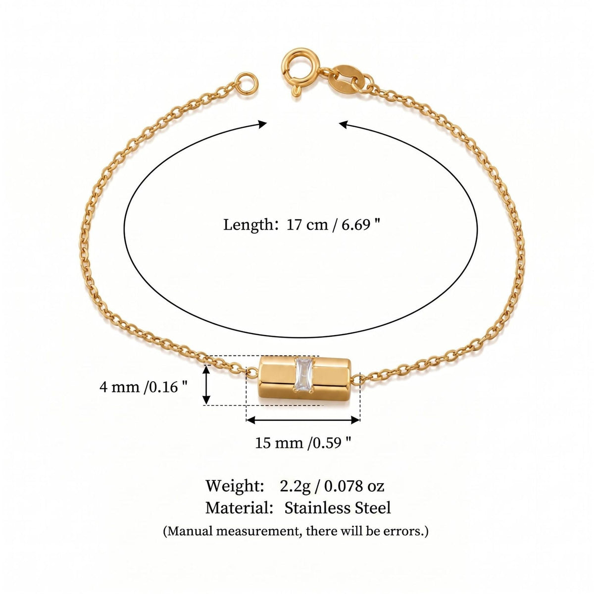 Fine Gold Zirconia Link Chain Bracelet — bracelet, view 16