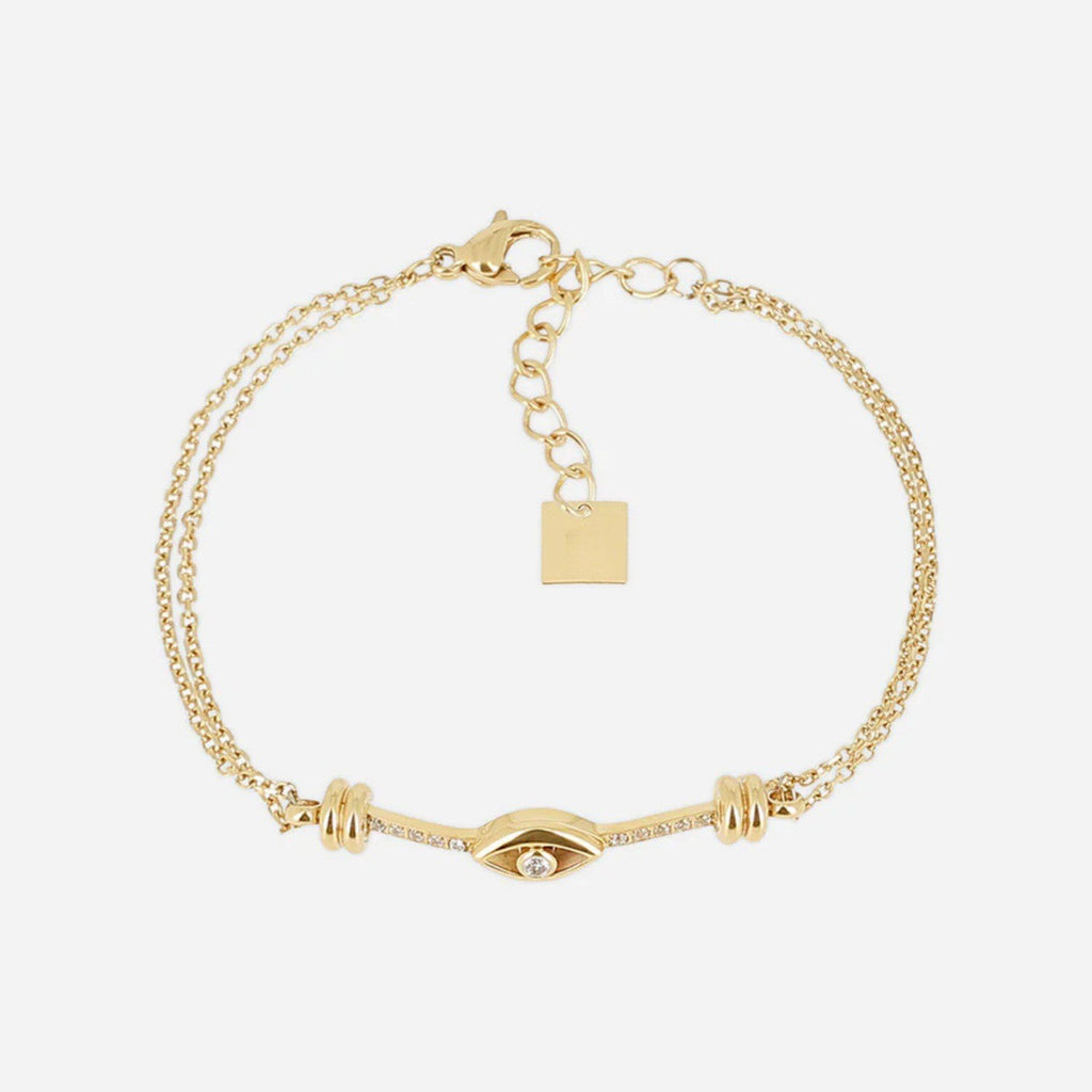 Fine Gold Zirconia Link Chain Bracelet — bracelet, view 19