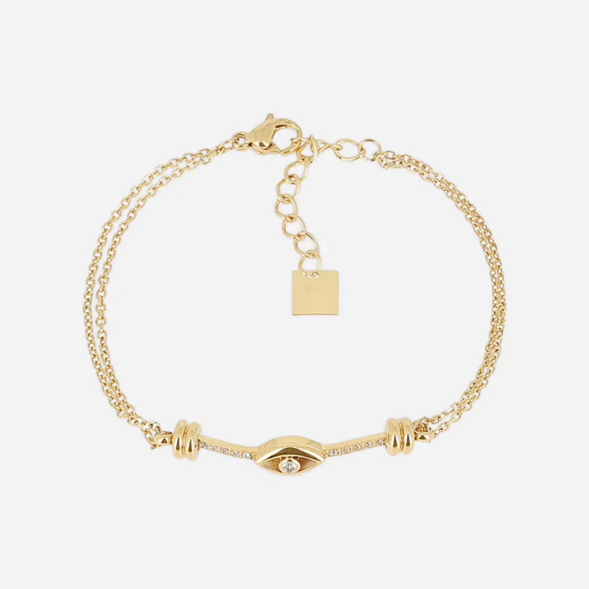 Fine Gold Zirconia Link Chain Bracelet — bracelet, view 19