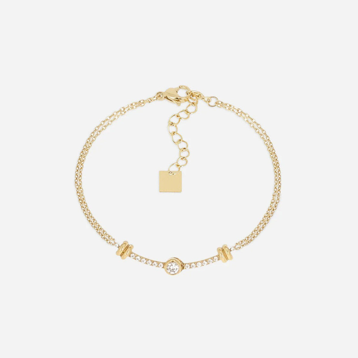 Fine Gold Zirconia Link Chain Bracelet — bracelet, view 23