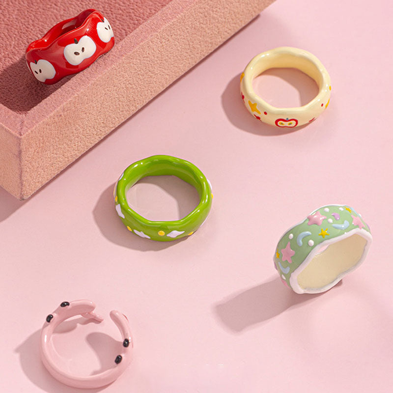 Apple Pattern Enamel Ring — ring, view 2