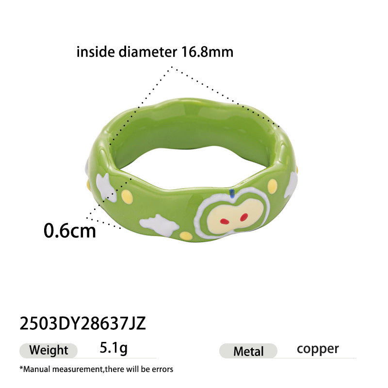 Apple Pattern Enamel Ring — ring, view 5