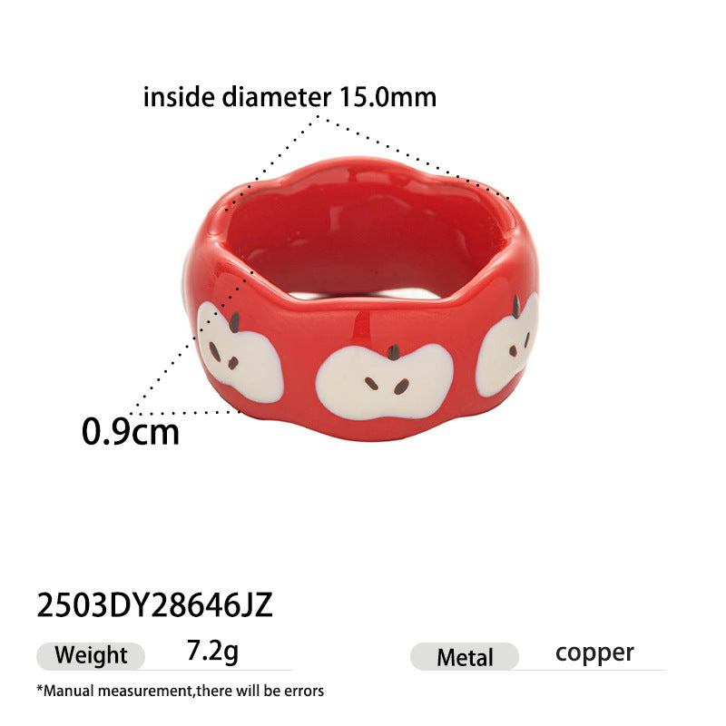 Apple Pattern Enamel Ring — ring, view 7