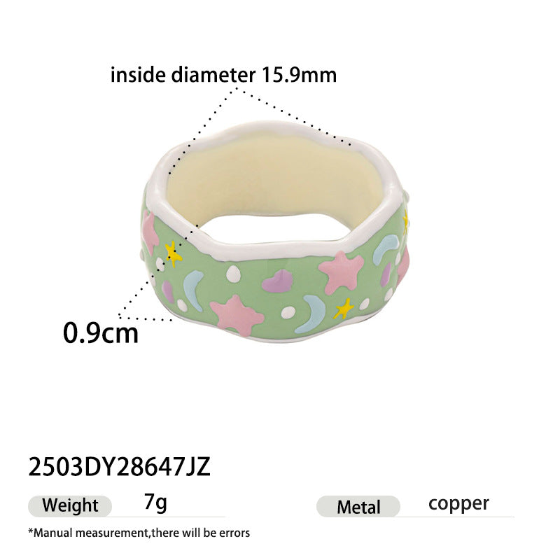 Apple Pattern Enamel Ring — ring, view 8