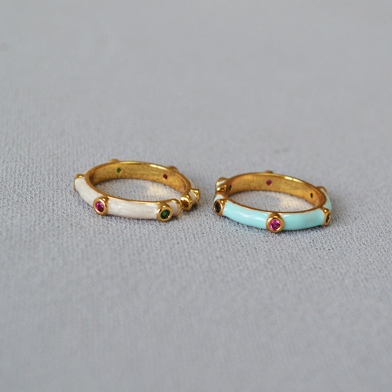 Enamel Cubic Zirconia Ring — ring, view 2