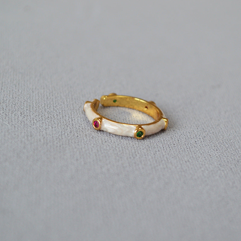 Enamel Cubic Zirconia Ring — ring, view 3
