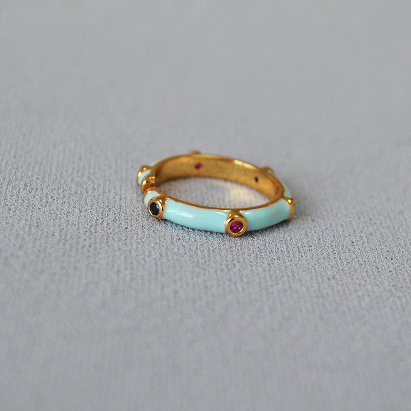 Enamel Cubic Zirconia Ring — ring, view 4