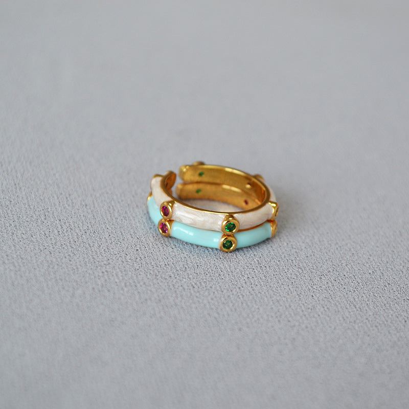 Enamel Cubic Zirconia Ring — ring, view 5
