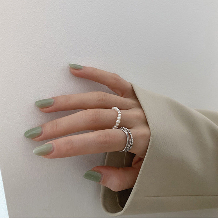 Beaded Cross Band Open Ring — ring, view 4