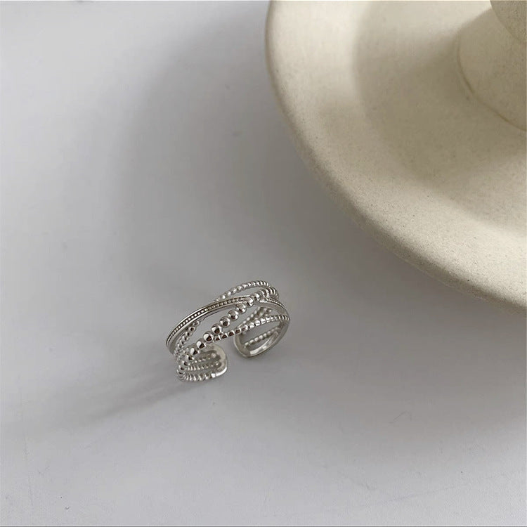 Beaded Cross Band Open Ring — ring, view 7