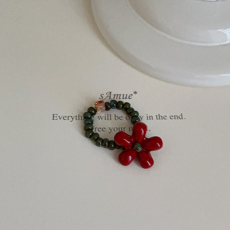 Floral Beaded Chain Ring — ring, view 3