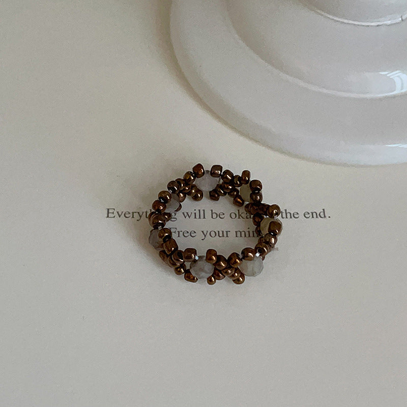Floral Beaded Chain Ring — ring, view 5