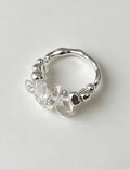 Irregular Crystal Beaded Ring — silver ring