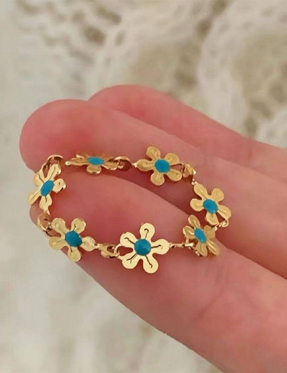Floral Chain Enamel Ring — gold ring