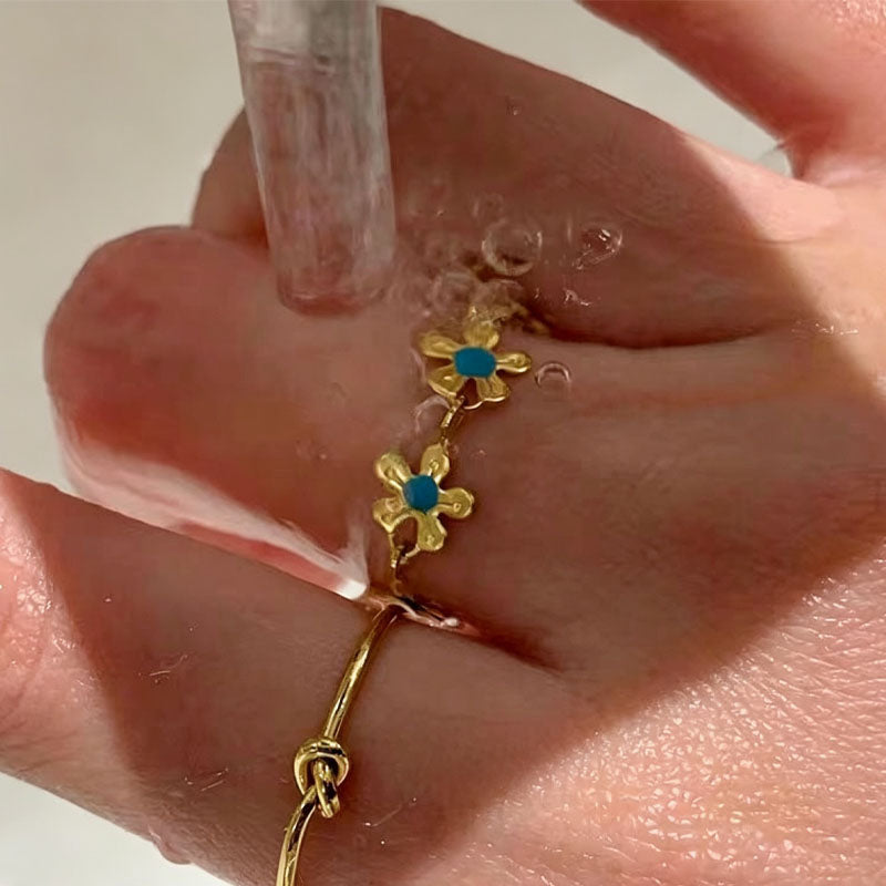 Floral Chain Enamel Ring — gold ring, view 4
