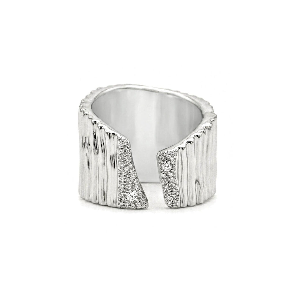 Oversize Striped Texture Ring — silver ring