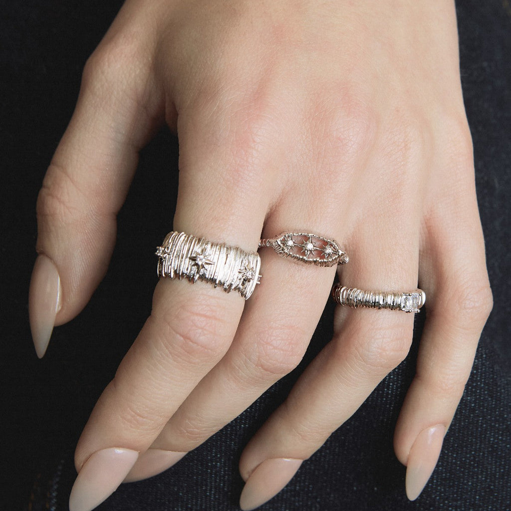 Textured Sparkle Wide Ring — ring, view 3