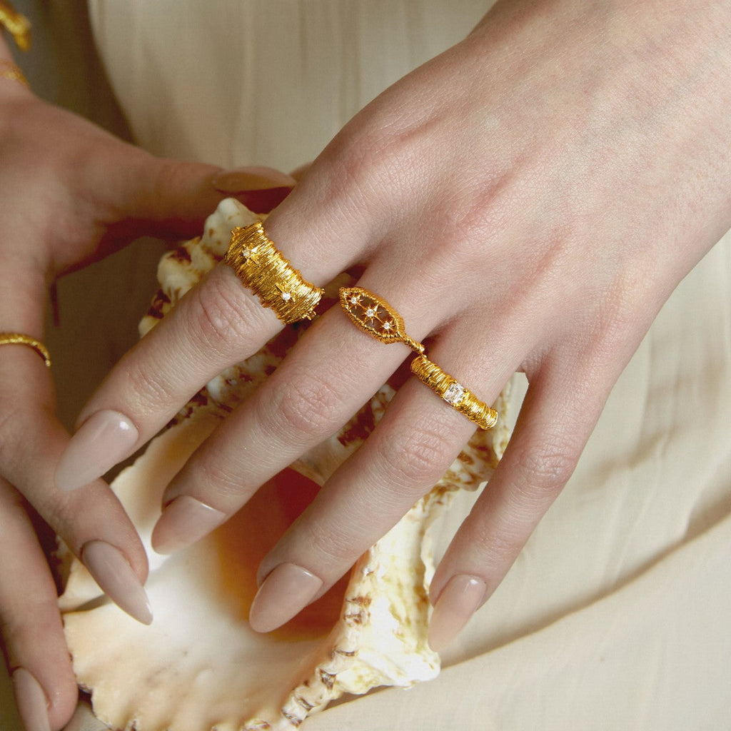 Textured Sparkle Wide Ring — ring, view 4