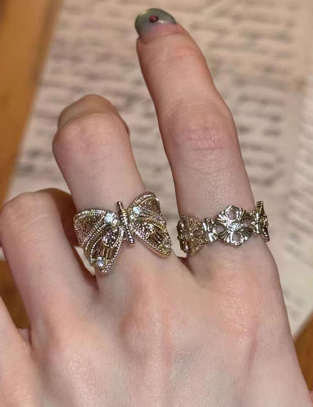 Butterfly Zircon Open Ring — ring