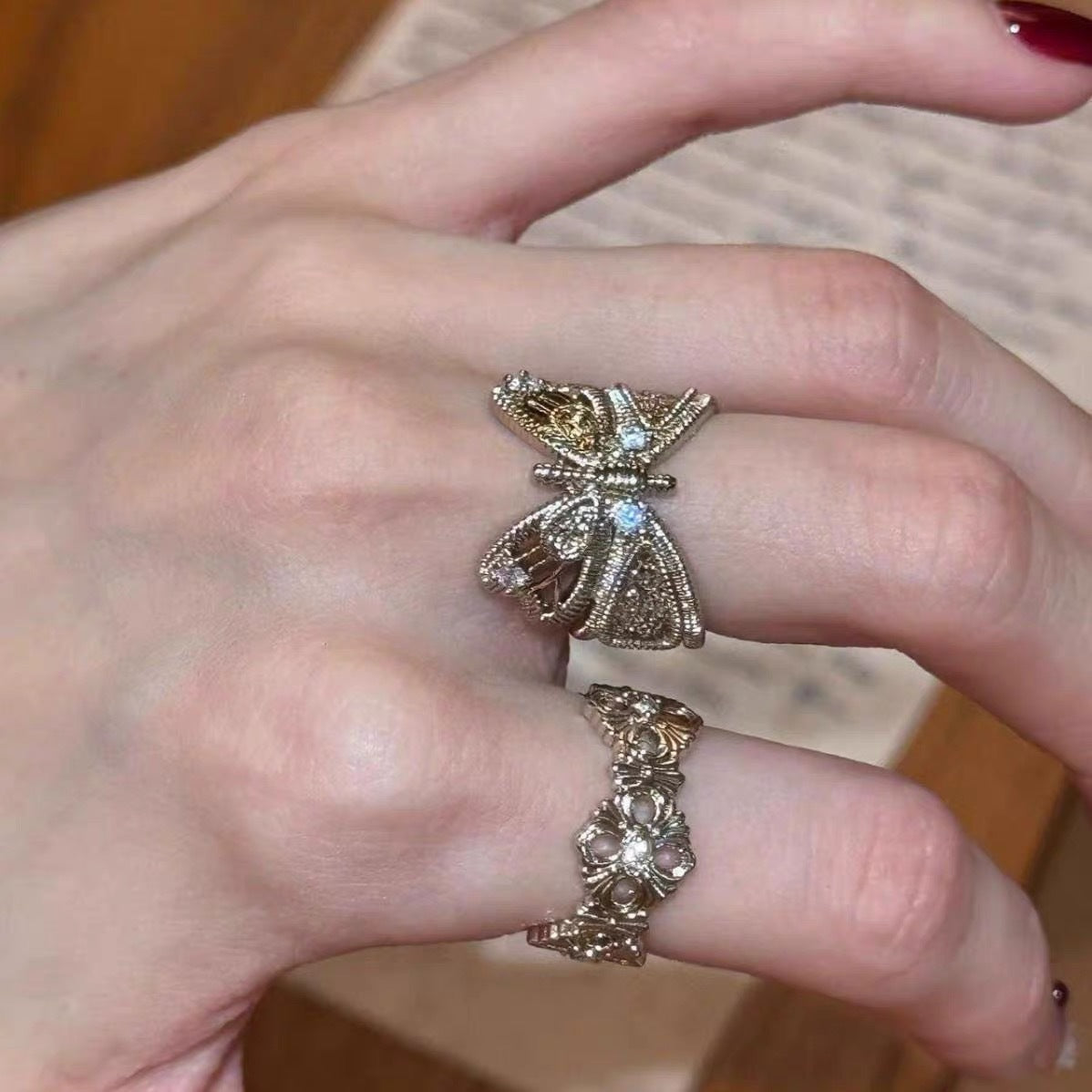 Butterfly Zircon Open Ring — ring, view 2