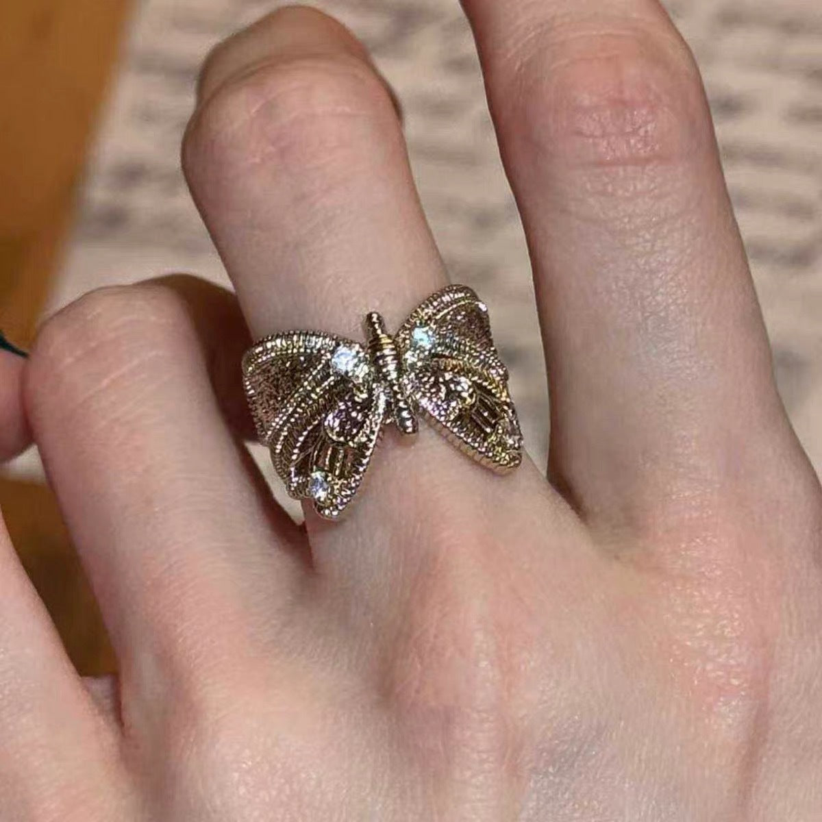 Butterfly Zircon Open Ring — ring, view 4