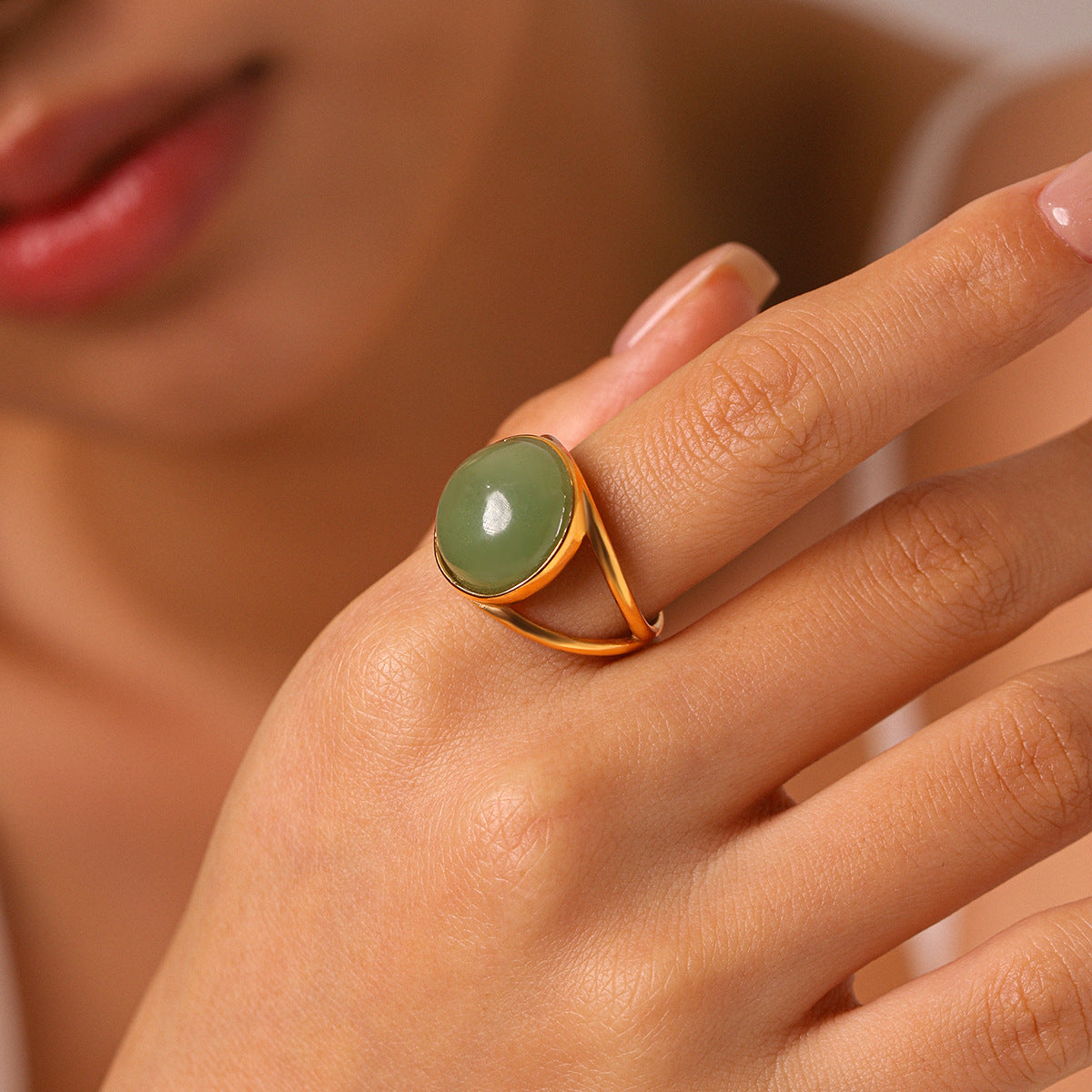 Hollow Cut Steel Band Ring — gold ring, view 3