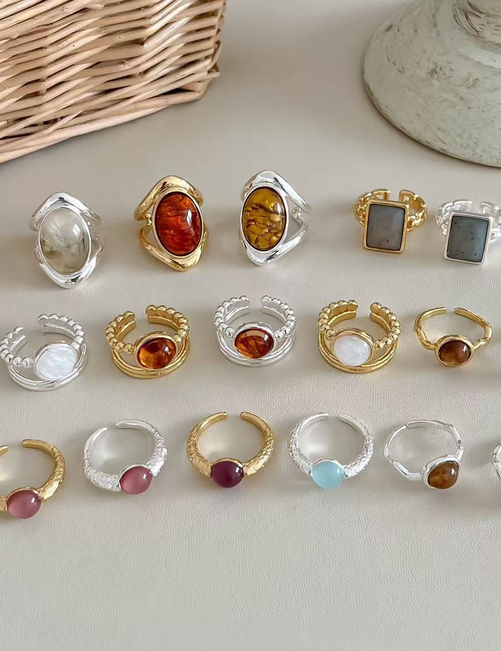 Natural Stone Open Ring — ring
