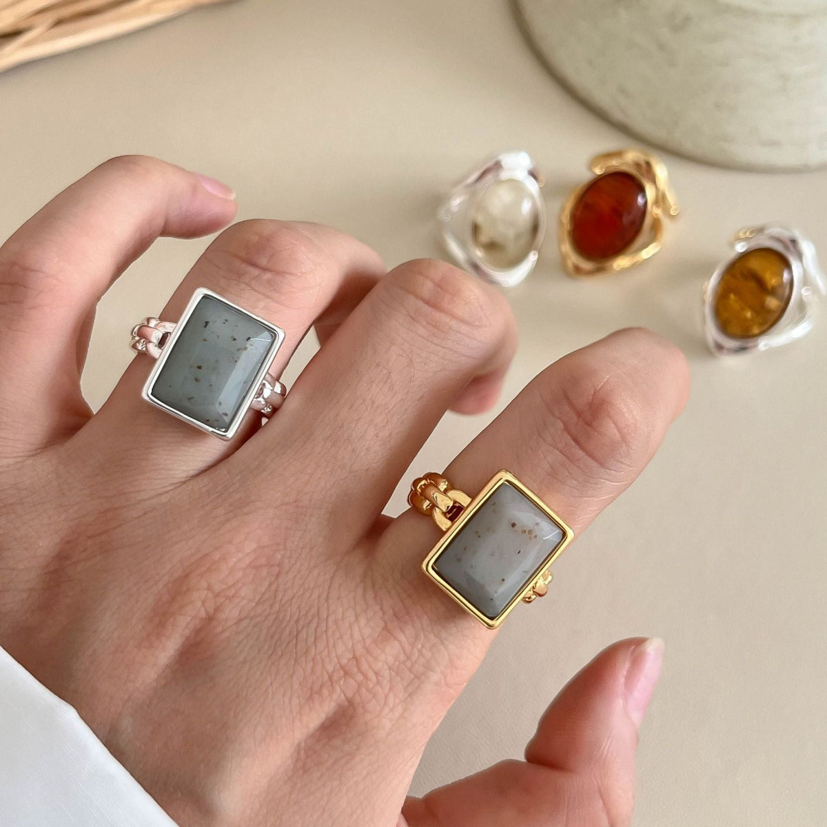 Natural Stone Open Ring — ring, view 4