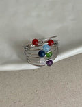 Fine Multi-Layer Beaded Open Ring — silver ring